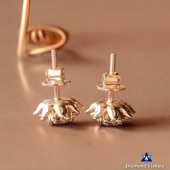 1.93 CT Portuguese Cut Colorless Moissanite Floral Stud Earrings with Screw Backs - Image 2