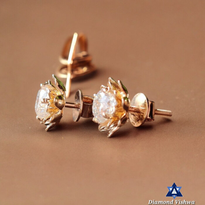 1.93 CT Portuguese Cut Colorless Moissanite Floral Stud Earrings with Screw Backs - Image 5