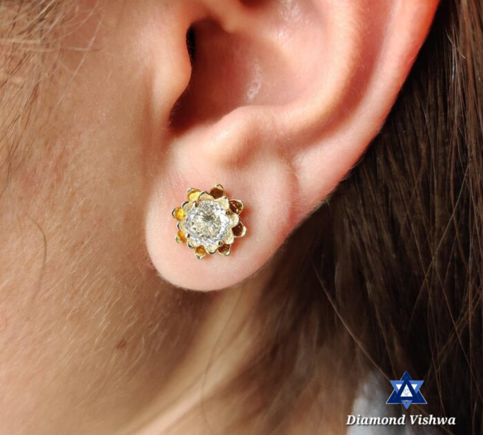 1.93 CT Portuguese Cut Colorless Moissanite Floral Stud Earrings with Screw Backs - Image 4