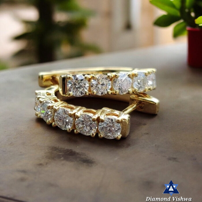 1 Carat Colorless Moissanite Round Brilliant Hoop Earrings - Anniversary Gift in 14K Yellow/White/Rose Gold - Image 2