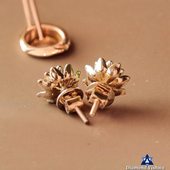 1.93 CT Portuguese Cut Colorless Moissanite Floral Stud Earrings with Screw Backs - Image 3