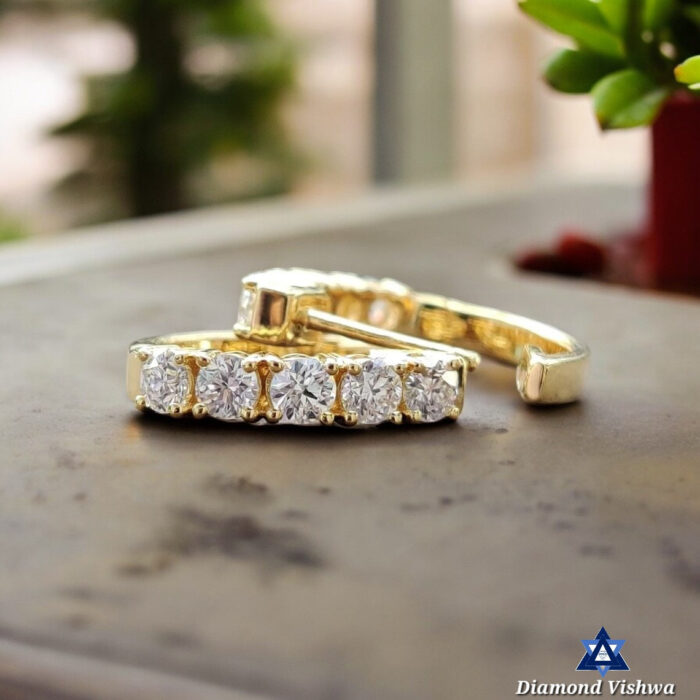 1 Carat Colorless Moissanite Round Brilliant Hoop Earrings - Anniversary Gift in 14K Yellow/White/Rose Gold - Image 7