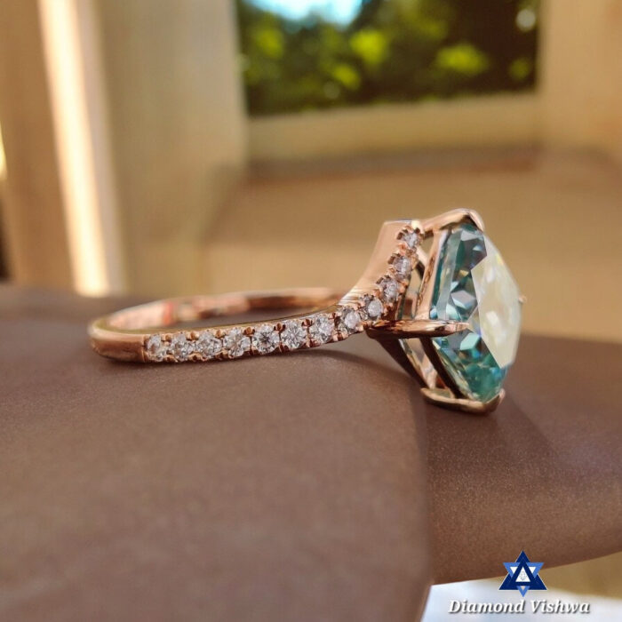 2.26 CT Cushion Cut Cyan Blue Moissanite Tension Set Engagement Ring in 14K White Gold - Image 2