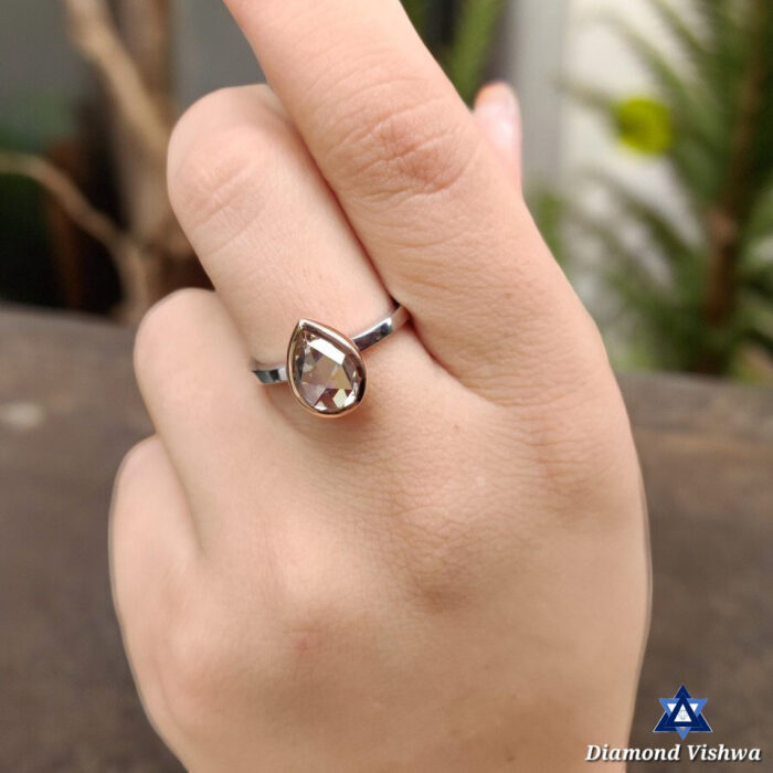 2.11 CT Pear Moissanite Engagement Ring, Two Tone Bezel Set, Wedding Ring for Her - Image 7