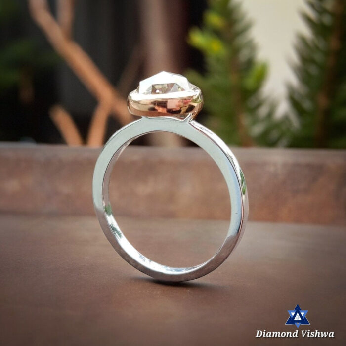 2.11 CT Pear Moissanite Engagement Ring, Two Tone Bezel Set, Wedding Ring for Her - Image 4