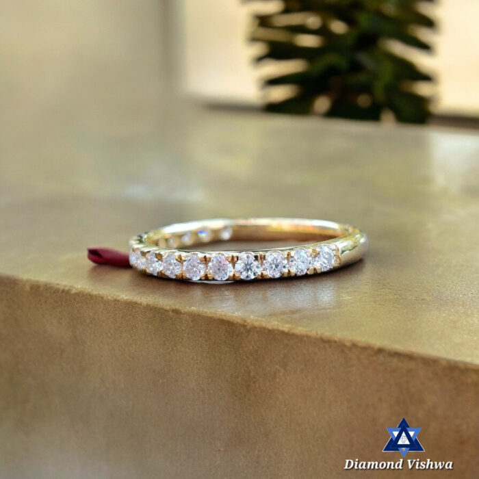 1.7mm Colorless Lab-Grown Diamond Half Eternity Comfort Fit Shared Prong Wedding Anniversary Band in 14K Yellow Gold - Image 2