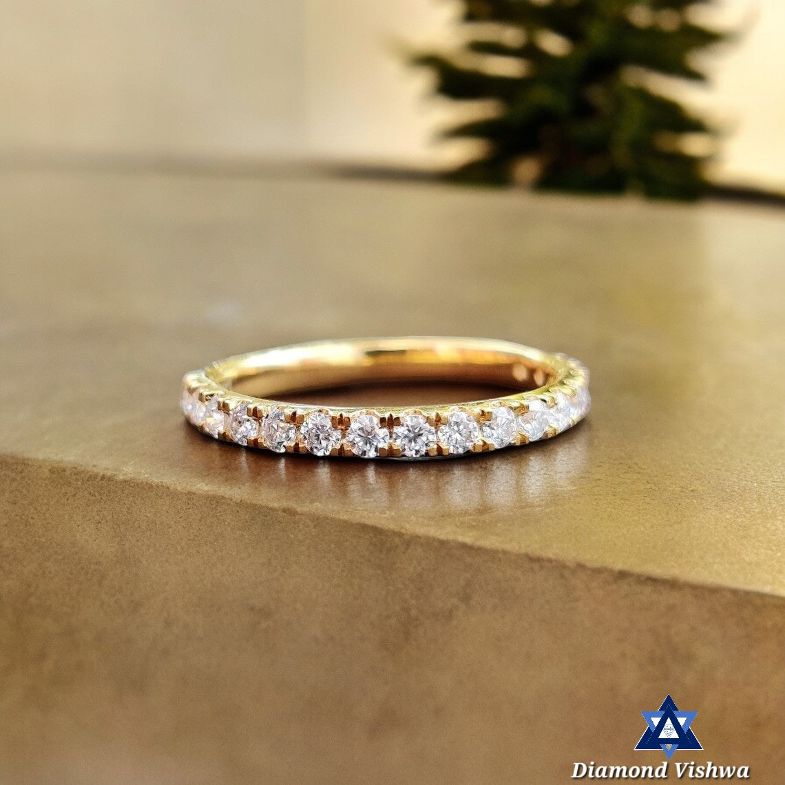 il_1140xN.3183677773_7boy-Photoroom 1.7mm Colorless Lab-Grown Diamond Half Eternity Comfort Fit Shared Prong Wedding Anniversary Band in 14K Yellow Gold - Image 1