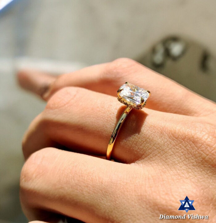 1.98 CT Cushion Moissanite Hidden Halo Ring, Engagement Wedding Anniversary Gift - Image 7