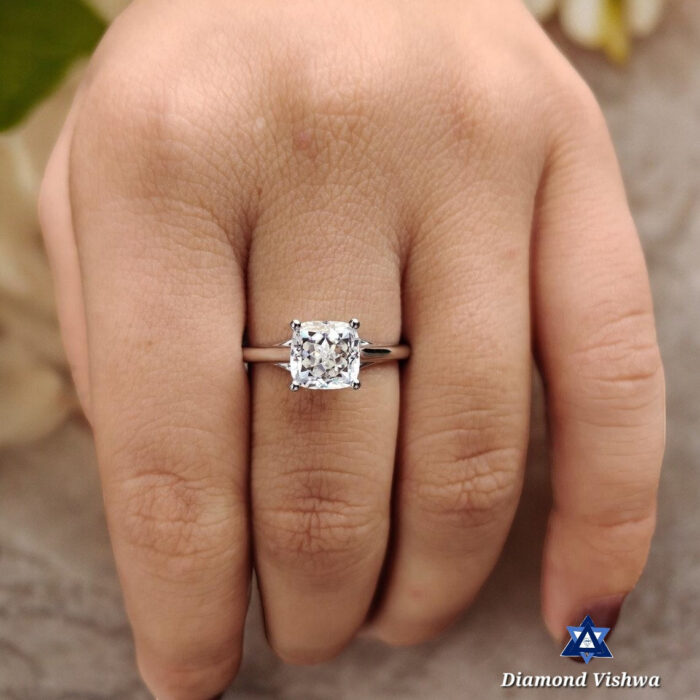 1.76 CT Crushed Ice Moissanite Ring, Cushion Cut, Solitaire Engagement Wedding Gift - Image 7