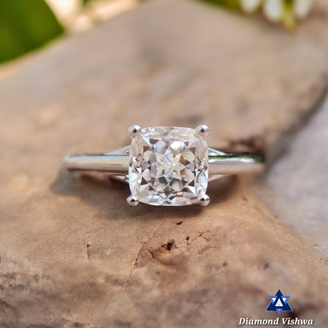 il_1140xN.3266313180_diwg-Photoroom 1.76 CT Crushed Ice Moissanite Ring, Cushion Cut, Solitaire Engagement Wedding Gift - Image 1