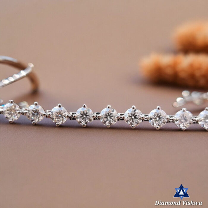 Round Moissanite Tennis Bracelet with Compass Setting and Box Lock, Gifts for women - Image 7