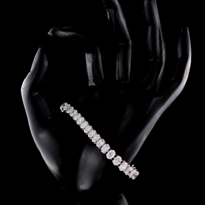 Luxurious White Gold Moissanite Bracelet - Elegant Oval Tennis Style, Perfect Women's Anniversary Gift Jewelry, Gifts for Women - Image 2