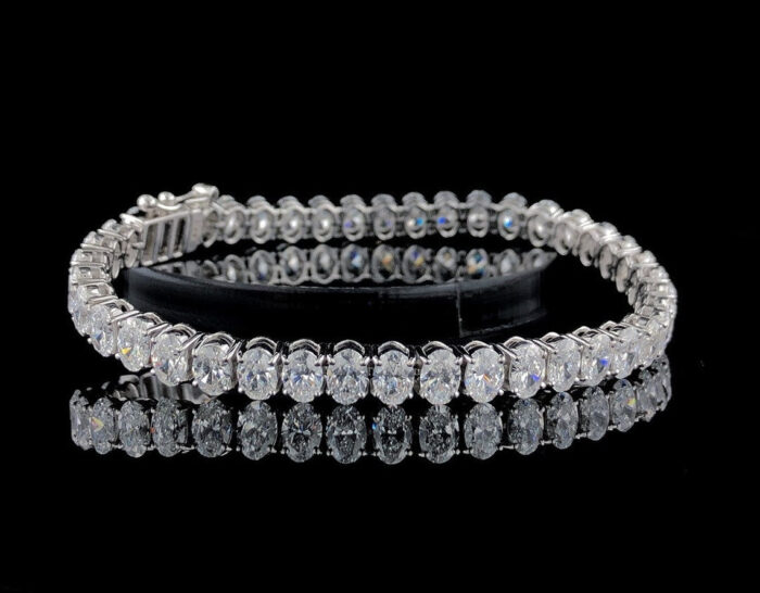 Luxurious White Gold Moissanite Bracelet - Elegant Oval Tennis Style, Perfect Women's Anniversary Gift Jewelry, Gifts for Women - Image 4
