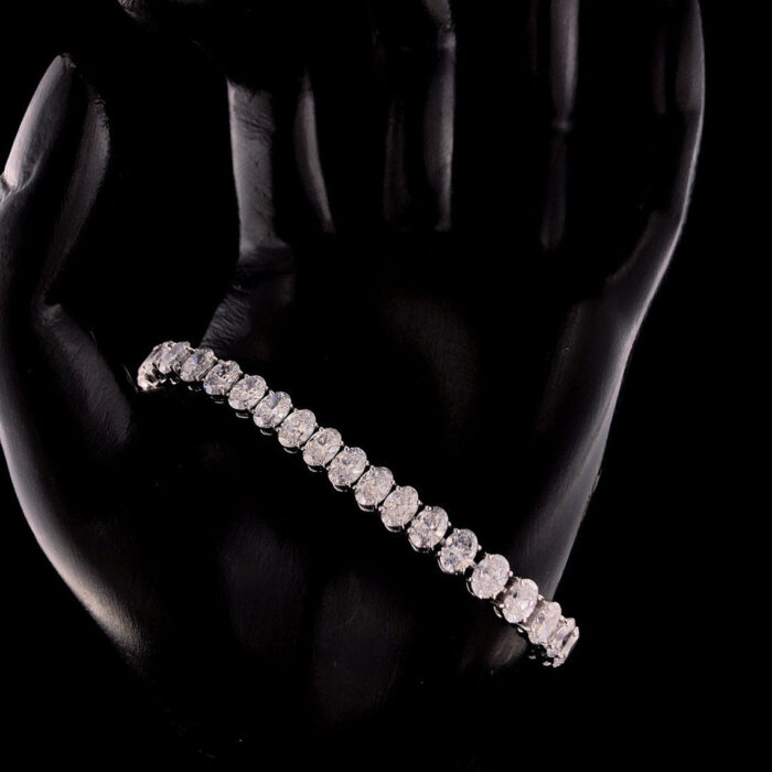 Luxurious White Gold Moissanite Bracelet - Elegant Oval Tennis Style, Perfect Women's Anniversary Gift Jewelry, Gifts for Women - Image 5
