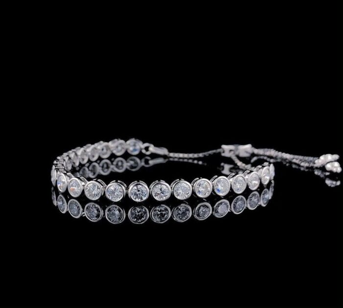 Adjustable Moissanite Diamond Bolo Bracelet - Round Slider Design, Perfect for Everyday Wear, Chic Gift for Her - Image 2