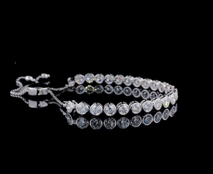 Adjustable Moissanite Diamond Bolo Bracelet - Round Slider Design, Perfect for Everyday Wear, Chic Gift for Her - Image 3