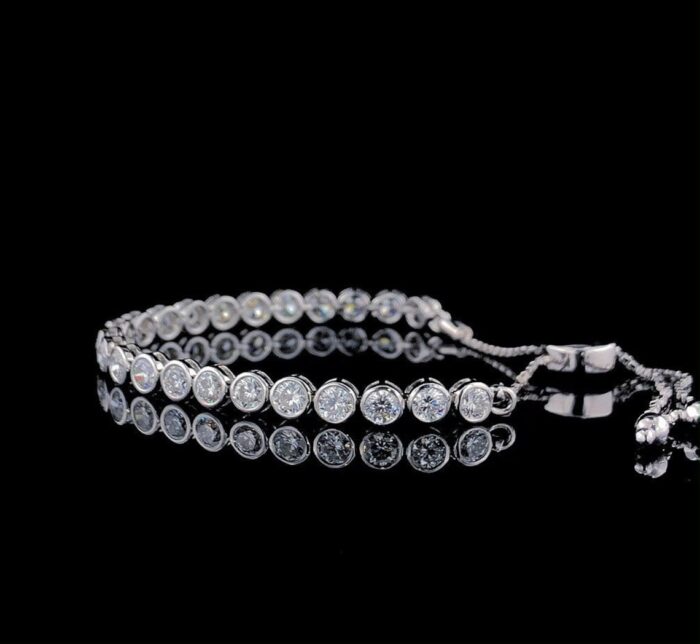 Adjustable Moissanite Diamond Bolo Bracelet - Round Slider Design, Perfect for Everyday Wear, Chic Gift for Her - Image 4