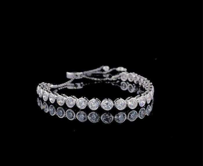 Adjustable Moissanite Diamond Bolo Bracelet - Round Slider Design, Perfect for Everyday Wear, Chic Gift for Her - Image 5