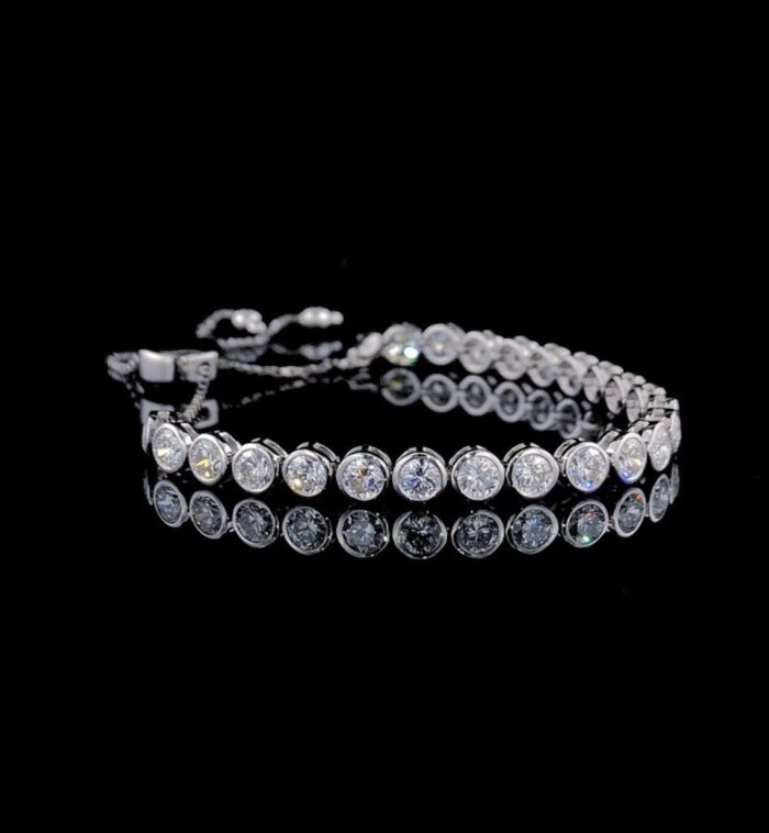 Adjustable Moissanite Diamond Bolo Bracelet - Round Slider Design, Perfect for Everyday Wear, Chic Gift for Her - Image 6