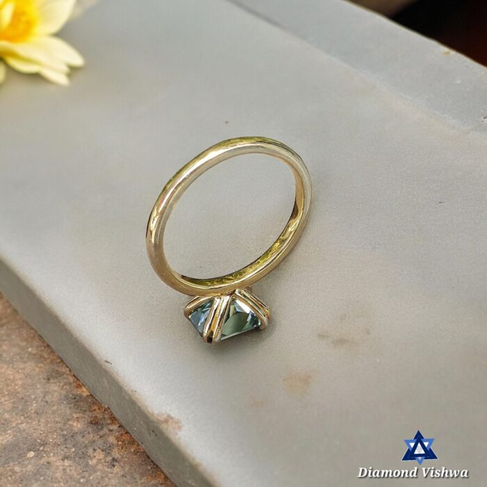 1.62 Carat Green Radiant Moissanite East-West Solitaire Ring | Double Claw Prong Setting | Engagement Wedding Bridal Jewelry - Image 2