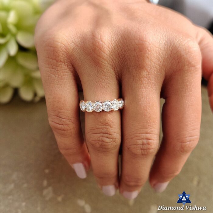 1.5 CT Round Lab Grown Diamond Bezel Ring - 14K Rose Gold Wedding Band - Image 7