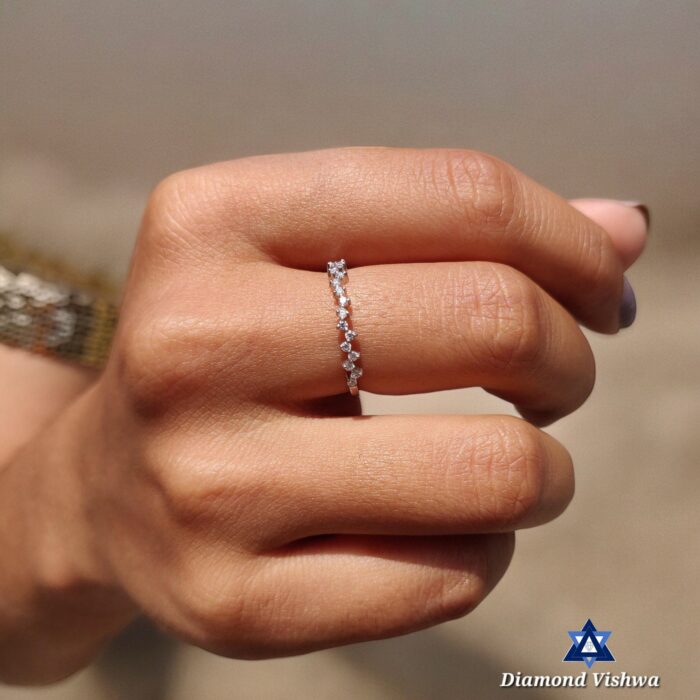 1.30mm Colorless Lab Grown Diamond Zigzag Eternity Band Stacking Ring - Image 6