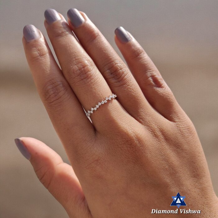 1.30mm Colorless Lab Grown Diamond Zigzag Eternity Band Stacking Ring - Image 3