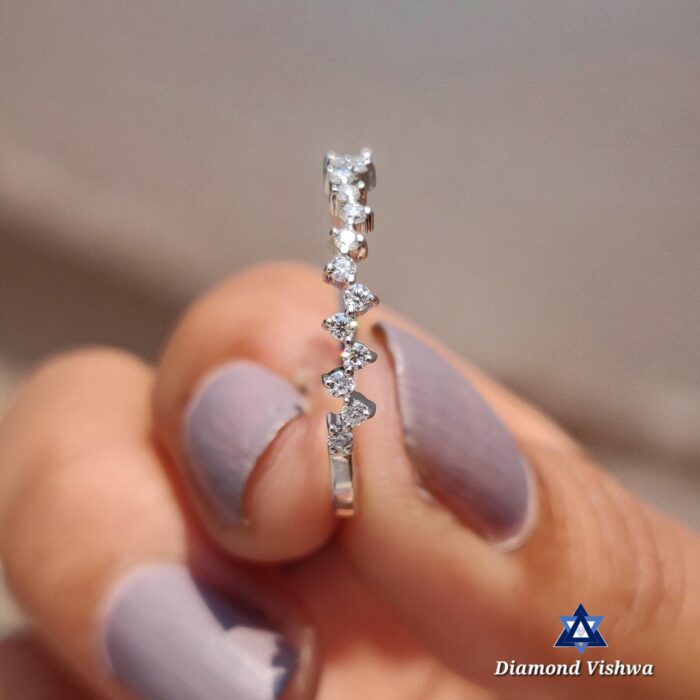 1.30mm Colorless Lab Grown Diamond Zigzag Eternity Band Stacking Ring - Image 2