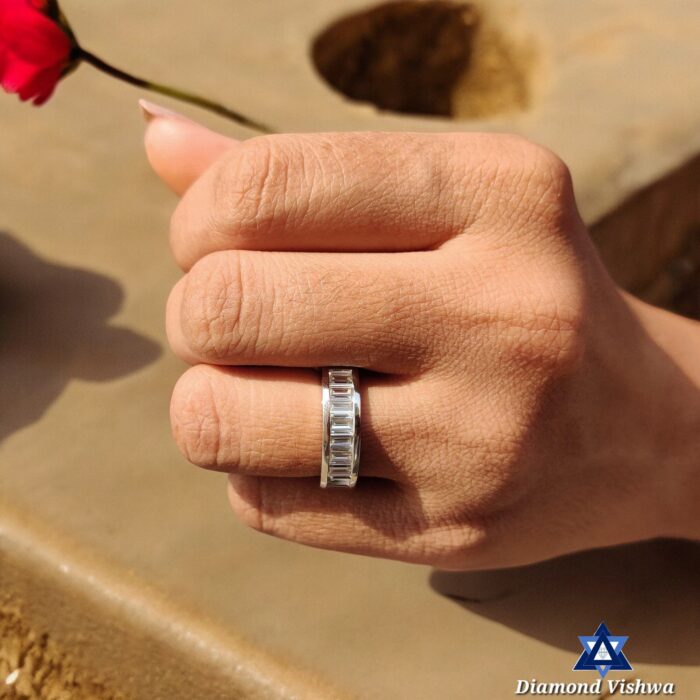 2 CT Straight Baguette Lab Grown Diamond Channel Set Wedding Band, Half Eternity band - Image 8