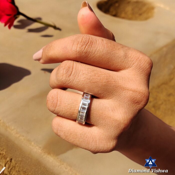 2 CT Straight Baguette Lab Grown Diamond Channel Set Wedding Band, Half Eternity band - Image 7