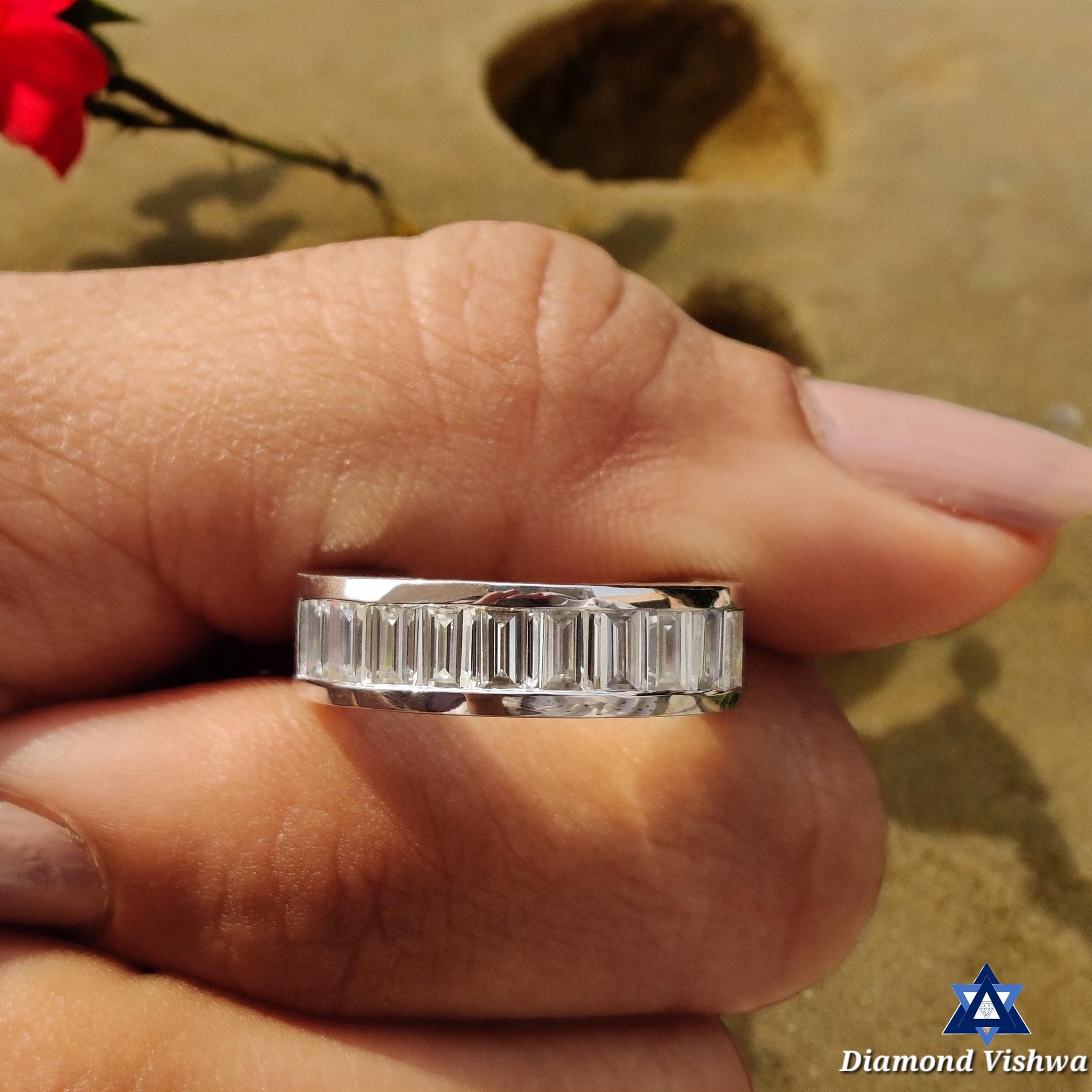 il_fullxfull.3866357631_oeu7-Photoroom 2 CT Straight Baguette Lab Grown Diamond Channel Set Wedding Band, Half Eternity band - Image 1