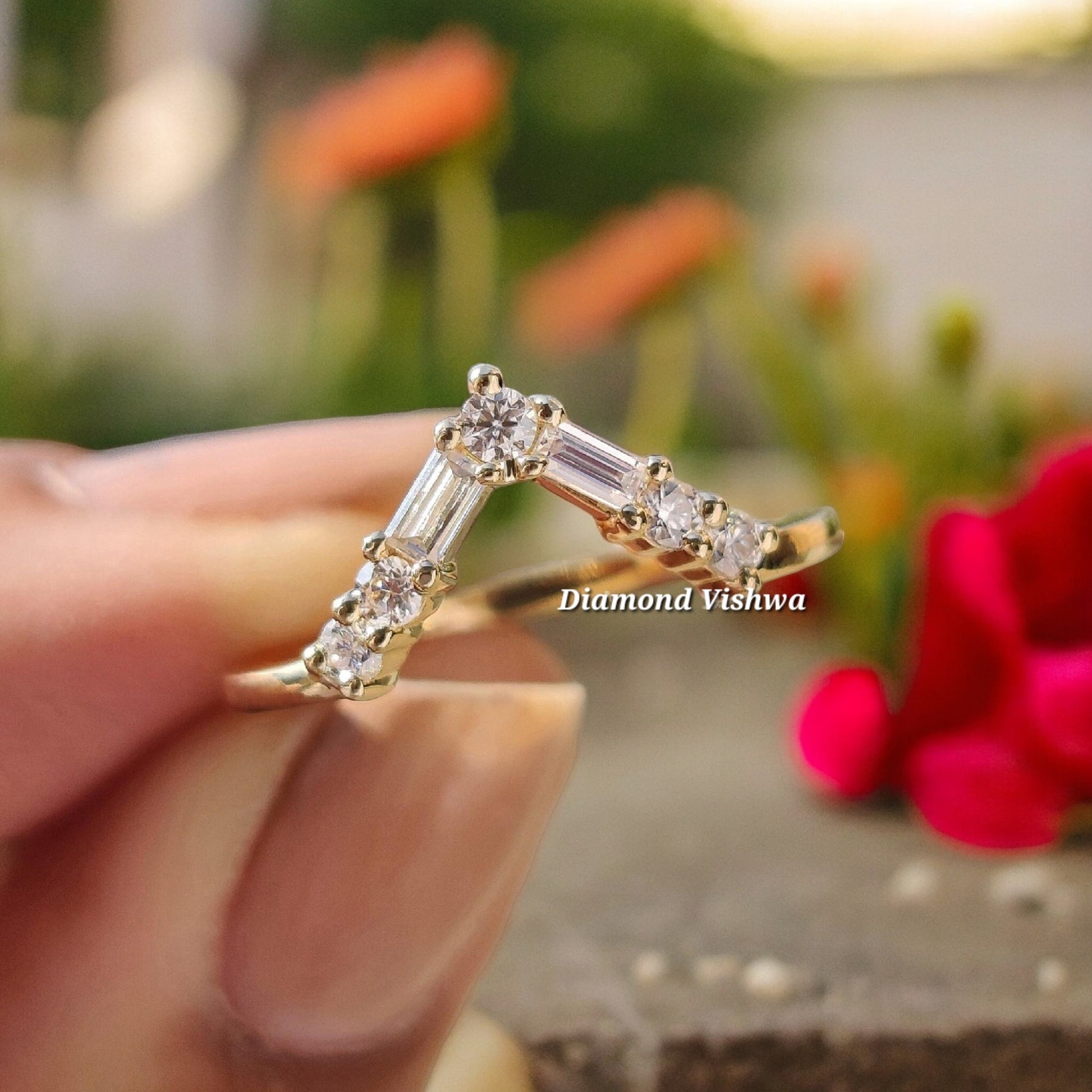 il_fullxfull.4511505864_3xap-Photoroom_1 0.27 CT Baguette & Round Lab Grown Diamond V-Shaped Chevron Wedding Band - Image 1