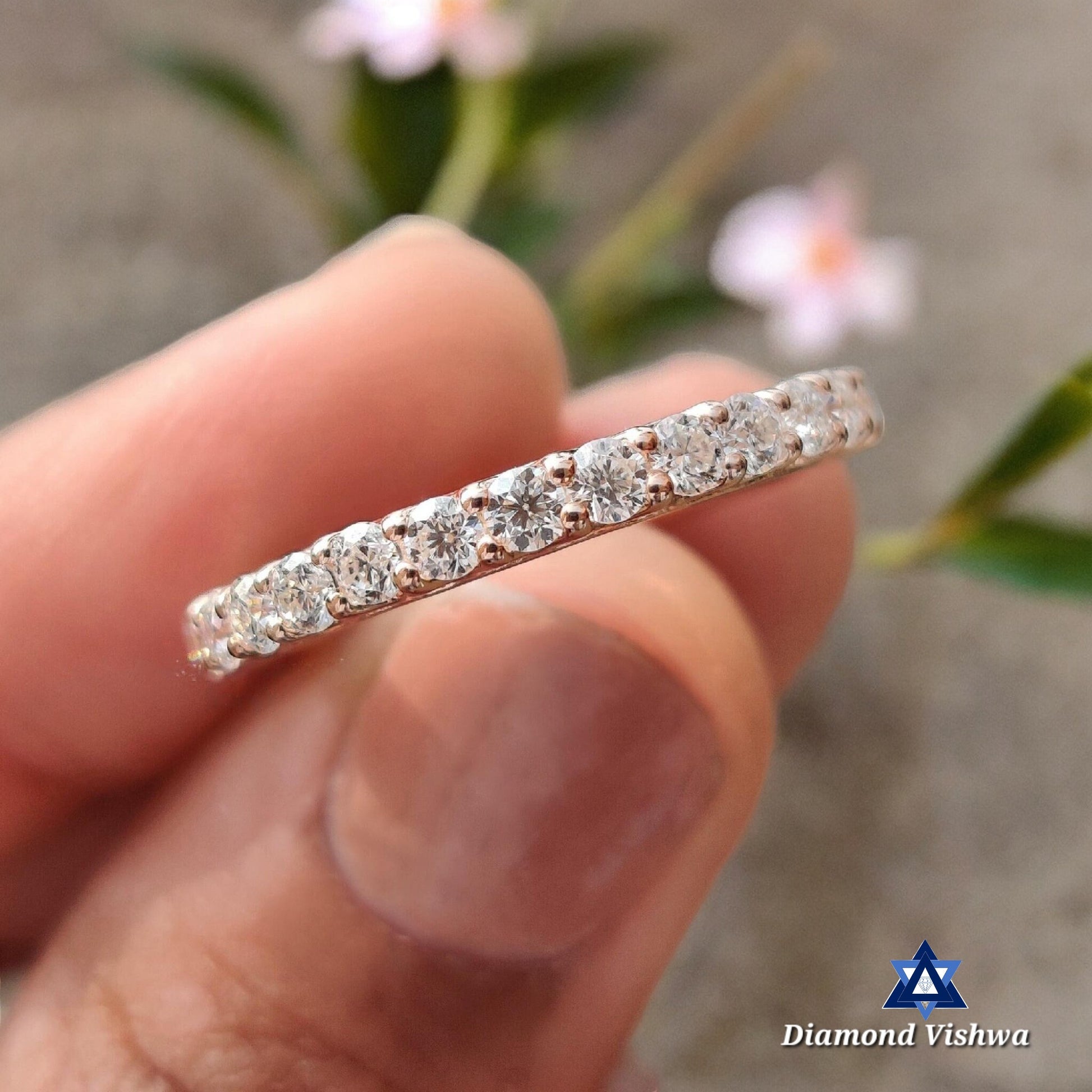 il_fullxfull.4511527246_9396-transformed-Photoroom 2.3mm Round Lab Grown Diamond Shared Prong Eternity Wedding Band - Rose Gold - Image 1