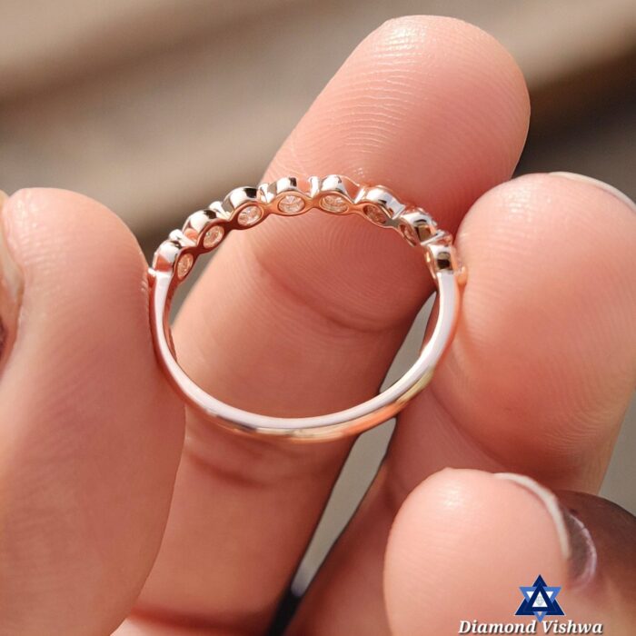 2.50mm Round Lab Grown Diamond Half Eternity Band Floating Bubble Stacking Ring - Image 5