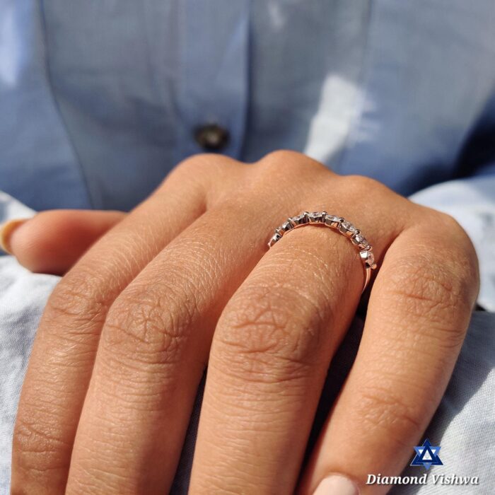 2.50mm Round Lab Grown Diamond Half Eternity Band Floating Bubble Stacking Ring - Image 4